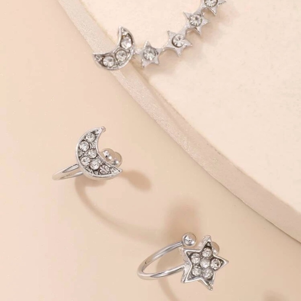 3 Pc Rhinestone Ear Climber - Picture 2 of 4